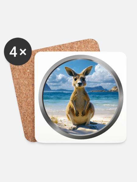 Kangaroo Animal - Coasters (set of 4) - white