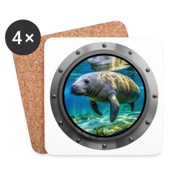 Manatee Animal - Coasters (set of 4) - white - Front