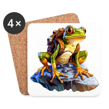 Grenouille Alpiniste / Grenouilles de randonnée - Dessous de verre (lot de 4) - blanc - Devant