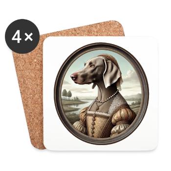 Portrait de la chienne de Weimar Claire - Dessous de verre (lot de 4) - blanc - Devant