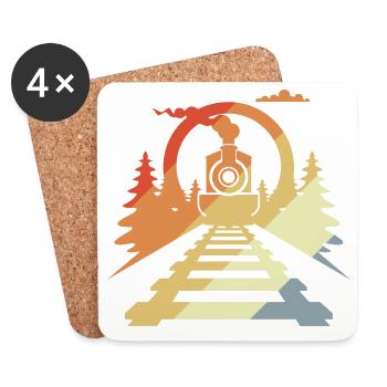 Railway Retro Style - Coasters (set of 4) - white - Front