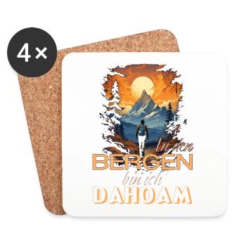 In den Bergen bin ich Dahoam - Untersetzer (4er-Set) - Weiß - Vorne