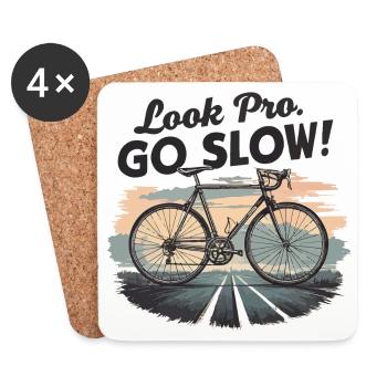Vintage Fahrrad Look Pro Go Slow - Untersetzer (4er-Set) - Weiß - Vorne