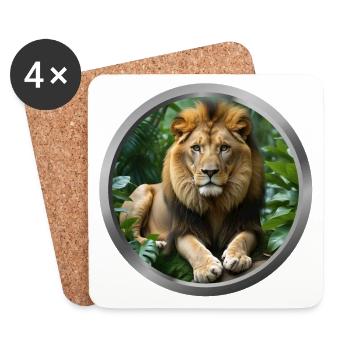 Lion Animal - 2 - Coasters (set of 4) - white - Front