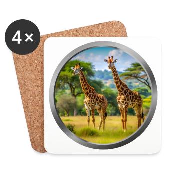 Giraffe Animal - 2 - Coasters (set of 4) - white - Front