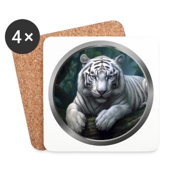 White Tiger Animal - Coasters (set of 4) - white - Front