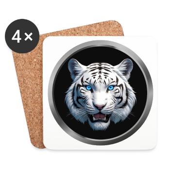 White Tiger Animal - 2 - Coasters (set of 4) - white - Front