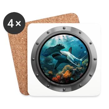 Shark Animal - 2 - Coasters (set of 4) - white - Front
