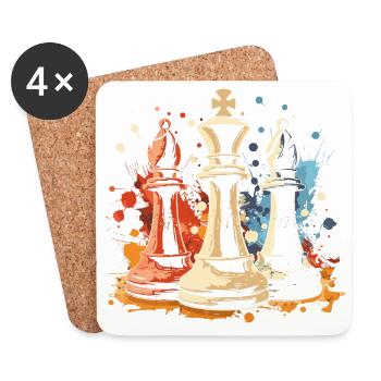 Schach Läufer und König Graffiti - Untersetzer (4er-Set) - Weiß - Vorne
