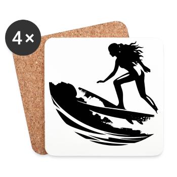 Weiblicher Surfer - Untersetzer (4er-Set) - Weiß - Vorne