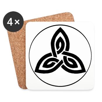 Schwarze keltische Blume - Untersetzer (4er-Set) - Weiß - Vorne