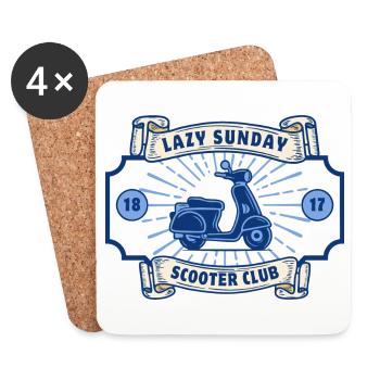 Lazy Sunday Scooter Club - Untersetzer (4er-Set) - Weiß - Vorne