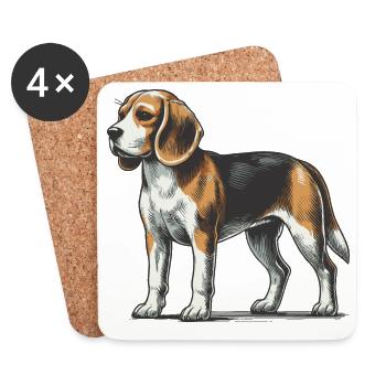 Beagle - Untersetzer (4er-Set) - Weiß - Vorne