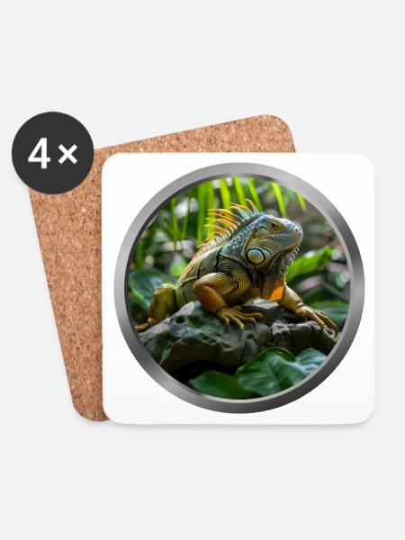 Iguana Animal - 2 - Coasters (set of 4) - white