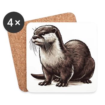 Otter - Untersetzer (4er-Set) - Weiß - Vorne