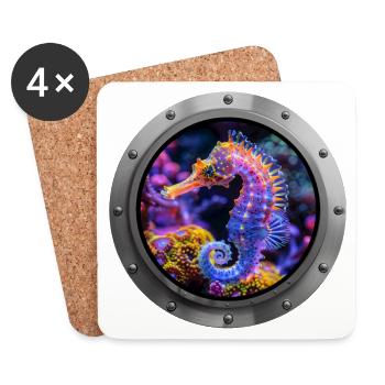 Seahorse Animal - 4 - Coasters (set of 4) - white - Front