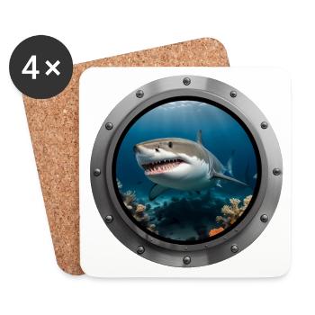Shark Animal - 3 - Coasters (set of 4) - white - Front