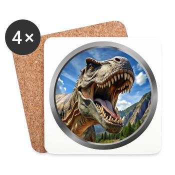 T Rex Animal - 3 - Coasters (set of 4) - white - Front