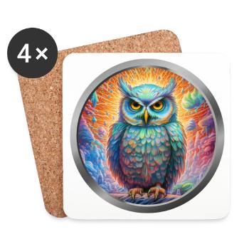 Owl Animal -4 - Coasters (set of 4) - white - Front