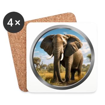 Elephant Animal - 3 - Coasters (set of 4) - white - Front