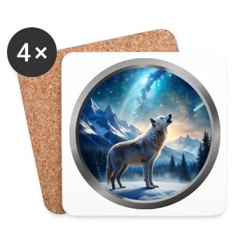 Wolf Animal - 4 - Coasters (set of 4) - white - Front