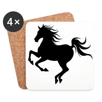 Silhouette de cheval gracieuse en mouvement - Dessous de verre (lot de 4) - blanc - Devant