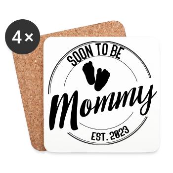 Bientôt maman – Cadeau pour les futures mamans 2023 - Dessous de verre (lot de 4) - blanc - Devant
