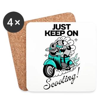 Wild Ride – Cartoon Scooter Rebel - Coasters (set of 4) - white - Front