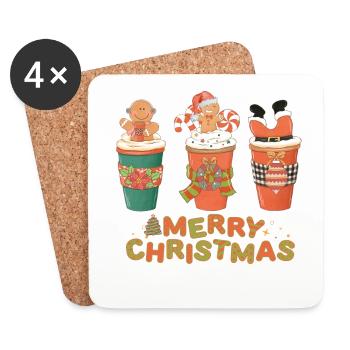 Festive Christmas Motifs on Beverage Mug - Coasters (set of 4) - white - Front