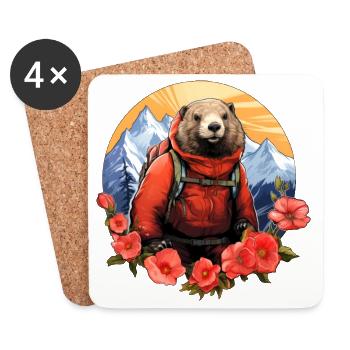 Marmotte Mountaineer / Randonnée Marmottes - Dessous de verre (lot de 4) - blanc - Devant
