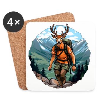 Randonnée avec le cerf / Alpinisme Cerf - Dessous de verre (lot de 4) - blanc - Devant
