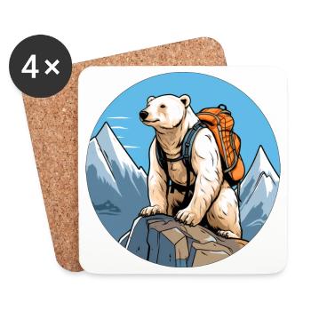 Ours polaire Alpiniste / Randonnée Ours polaire - Dessous de verre (lot de 4) - blanc - Devant