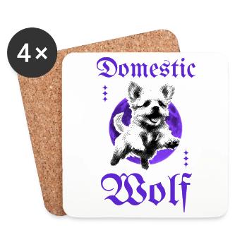 Domestic Wolf – Gothic Dog with Moon - Coasters (set of 4) - white - Front