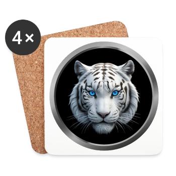 White Tiger Animal - 3 - Coasters (set of 4) - white - Front