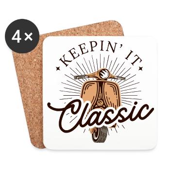 Keepin' It Classic – Vintage Scooter Look - Coasters (set of 4) - white - Front