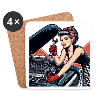 Rockabilly Workshop Car Repair Retro Gift - Coasters (set of 4) - white - Front