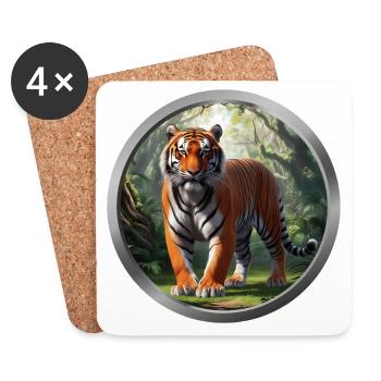 Tiger Animal - 6 - Coasters (set of 4) - white - Front