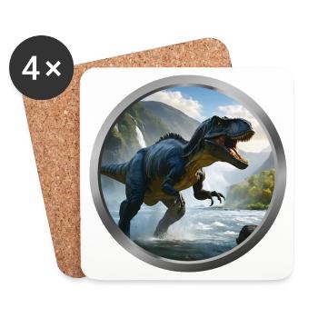 T Rex Animal - 4 - Coasters (set of 4) - white - Front