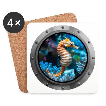 Seahorse Animal - 6 - Coasters (set of 4) - white - Front