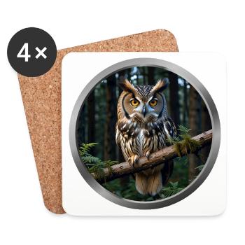 Owl Animal - 5 - Coasters (set of 4) - white - Front