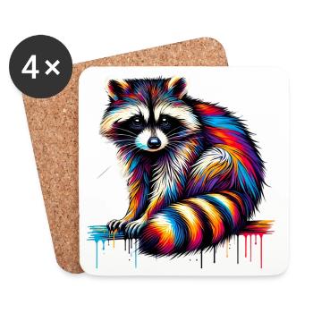 Waschbär - Untersetzer (4er-Set) - Weiß - Vorne