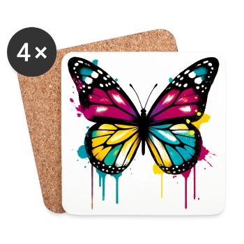 Papillon - Dessous de verre (lot de 4) - blanc - Devant