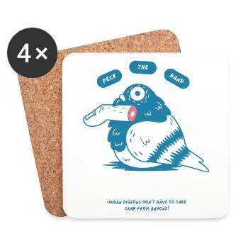 Peck The Hand That Feeds – Pigeon Design - Coasters (set of 4) - white - Front