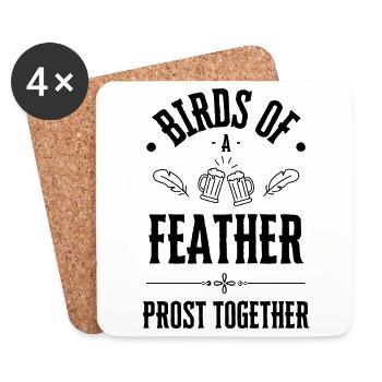 Birds of a Feather Prost Together - Coasters (set of 4) - white - Front