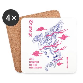 Courage – Phoenix of Rebirth - Coasters (set of 4) - white - Front