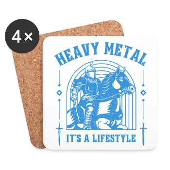 Heavy Metal – Ritter & Pferd Lifestyle-Design - Untersetzer (4er-Set) - Weiß - Vorne