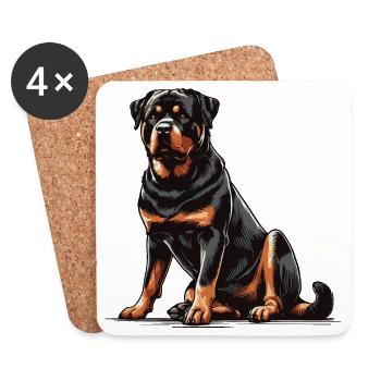 Rottweiler - Dessous de verre (lot de 4) - blanc - Devant