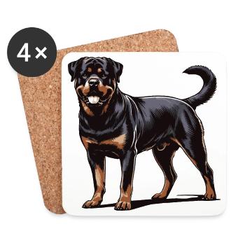 Rottweiler - Untersetzer (4er-Set) - Weiß - Vorne