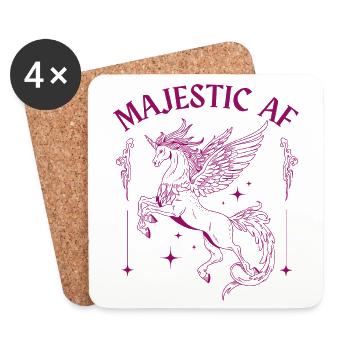 Majestic AF – Design de licorne mystique - Dessous de verre (lot de 4) - blanc - Devant
