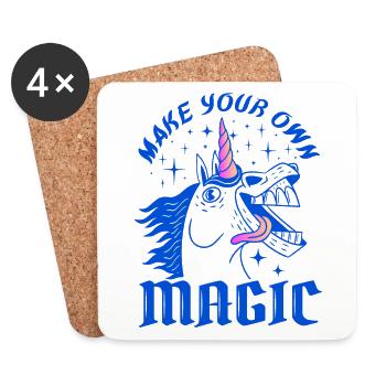 Make Your Own Magic – Wildes Einhorn-Design - Untersetzer (4er-Set) - Weiß - Vorne